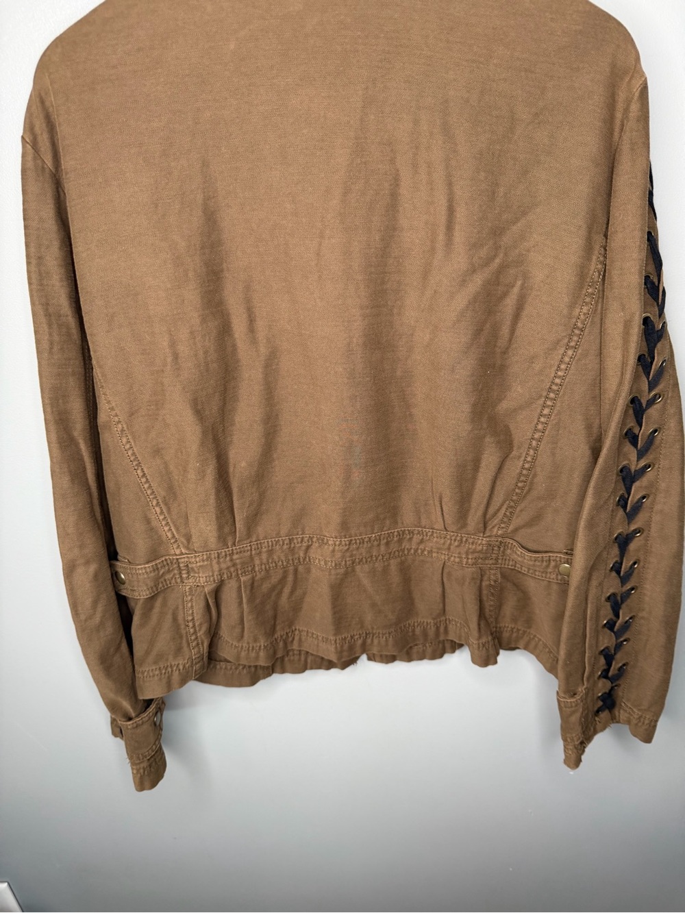 Free People Faye Military Jacket Lace Sleeve Detail - Picture 10 of 14